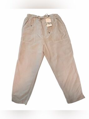 ZARA women’s Drawstring Casual Pants in Beige